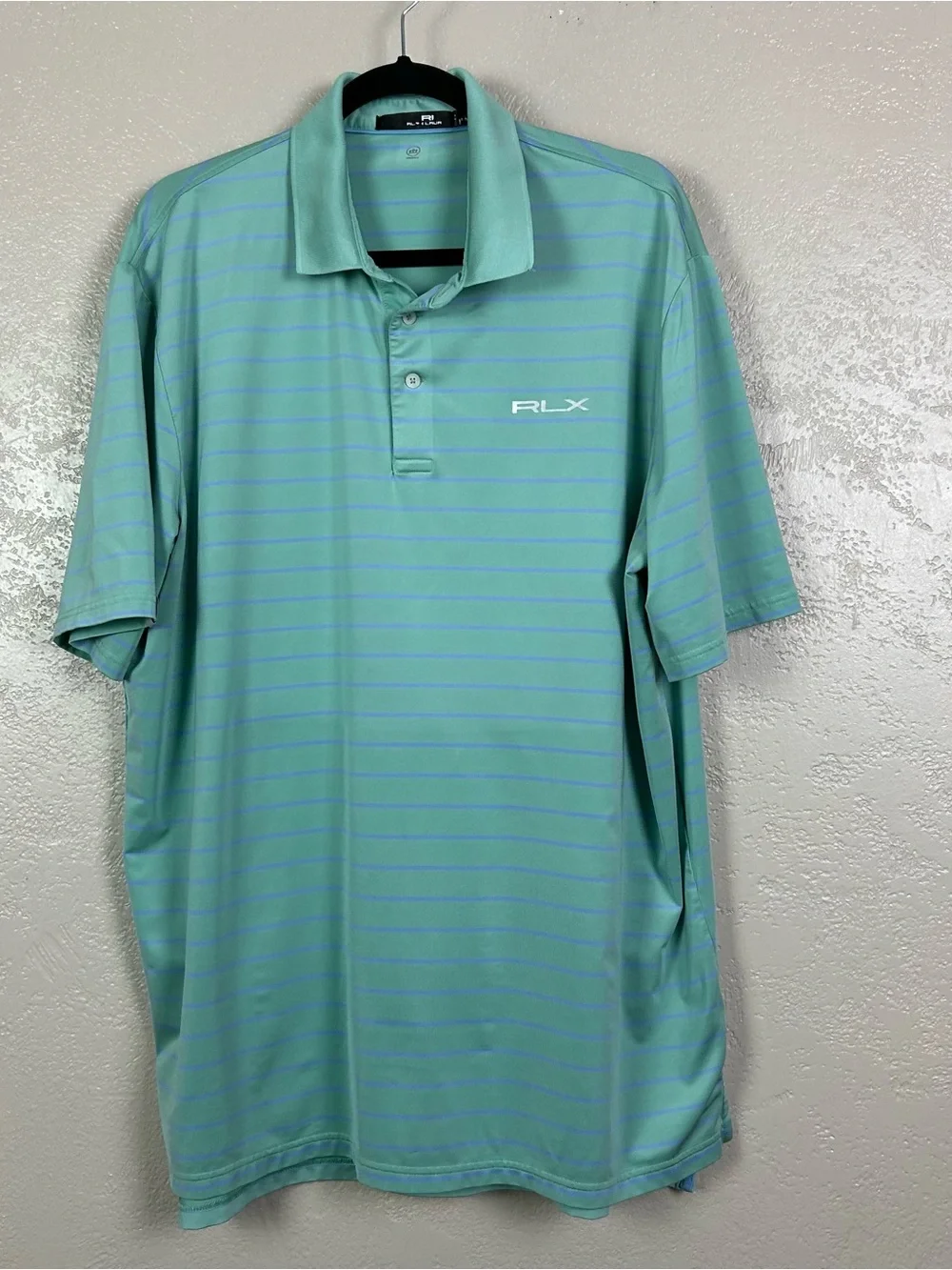 Ralph Lauren RLX Mint Green Polo with Light Blue Stripes